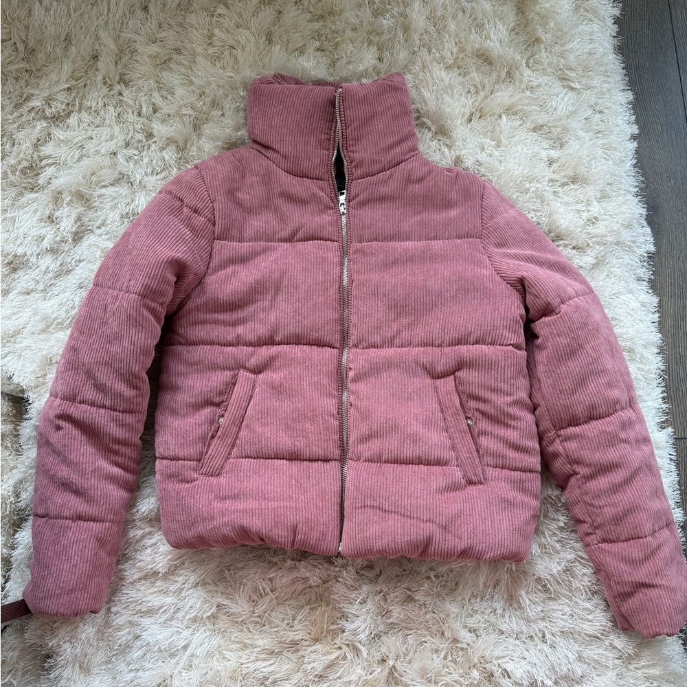 Pink Corduroy Puffer Jacket